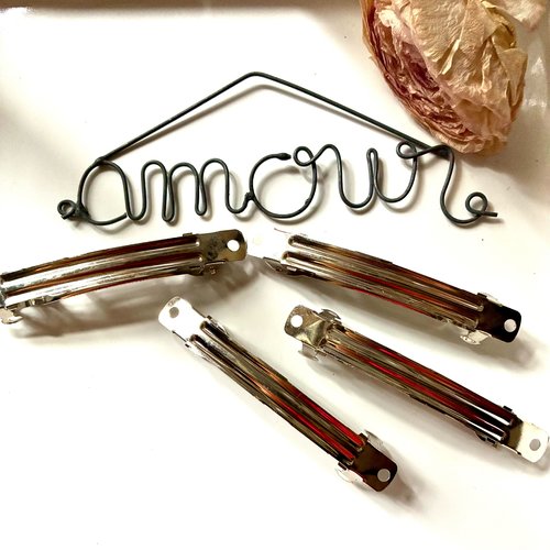 4 barrettes métal argenté 8 cm de longueur