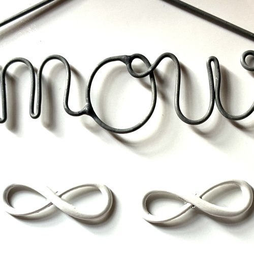 Pendentifs connecteurs infini en métal blanc x2