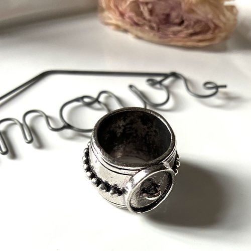 Grande bélière foulard 20mm métal argenté ronde