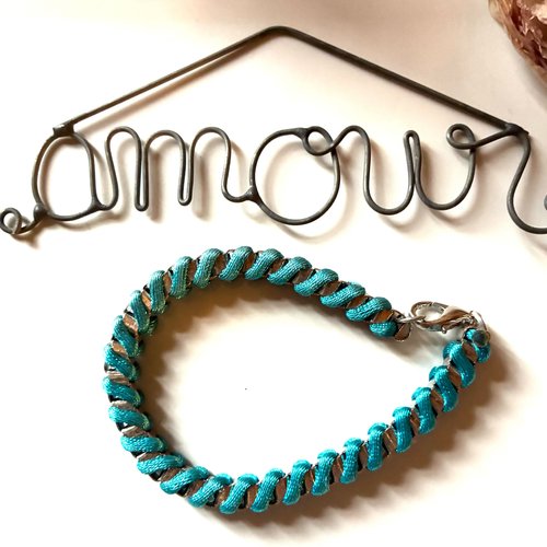 Bracelet à customiser x1 cordon soie turquoise