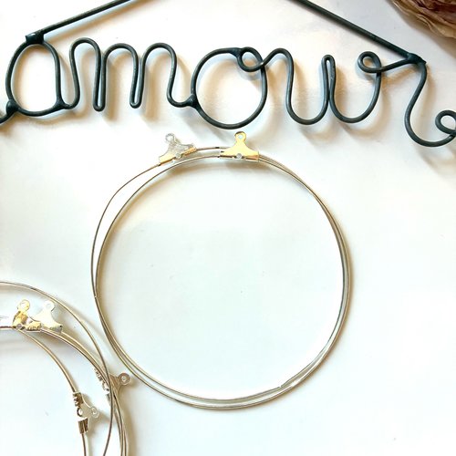 Boucles d'oreilles créoles en métal argenté 6 cm- la paire