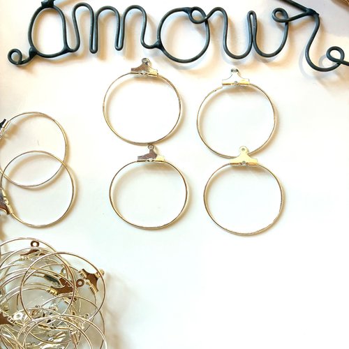 Boucles d'oreilles créoles en métal argenté 2,5 cm x4 - 2 paires