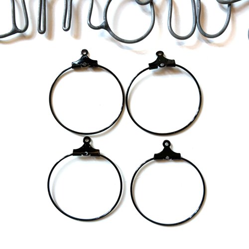 Boucles d'oreilles créoles en métal noir 2,5 cm x4 - 2 paires