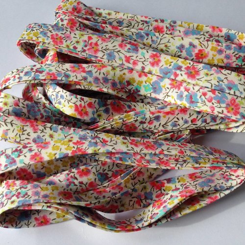 Biais liberty phoebe sweetie en 1 cm plié multicolore x35 cm