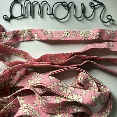 50cm biais liberty capel rose  0,5cm plié
