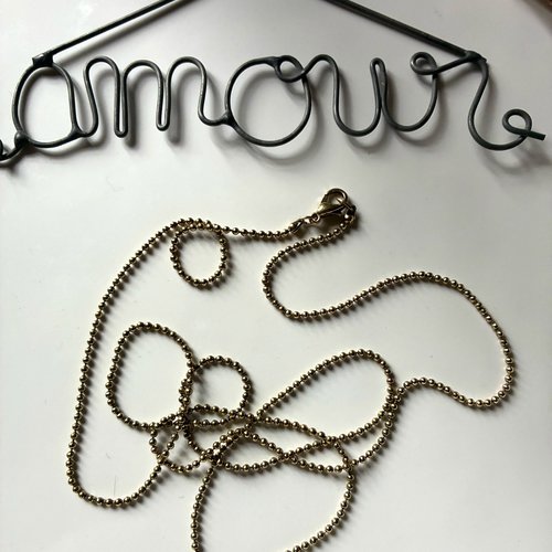 Collier chaîne à billes métal doré x1