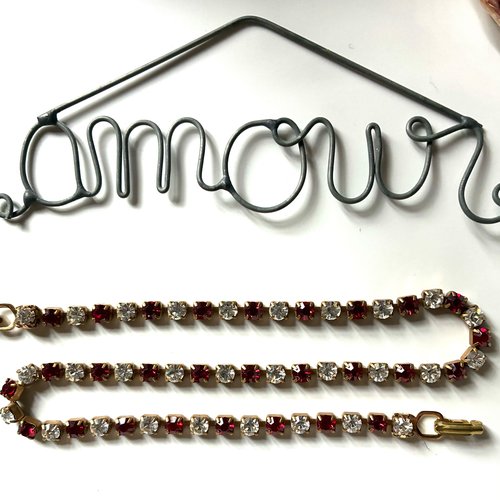 34cm chaîne cabochons cristal transparents et rouges