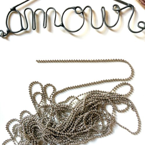 Chaîne à billes 1mm en métal argenté x4,3m