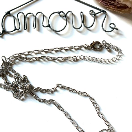 Collier en métal argenté 40cm maillon ovale 5mm