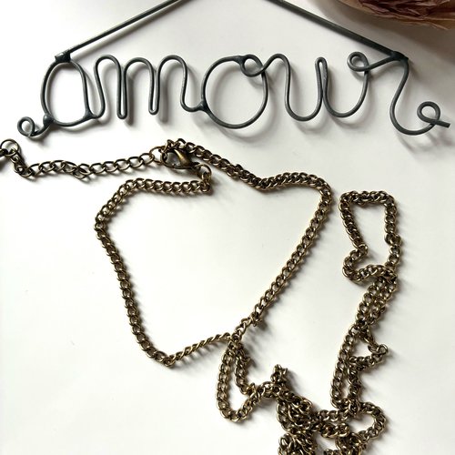 Collier chaîne maillons bronze 35cm+chaînette de rallonge 6cm