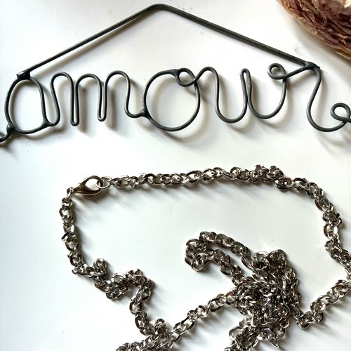 Collier chaîne métal argenté 26cm