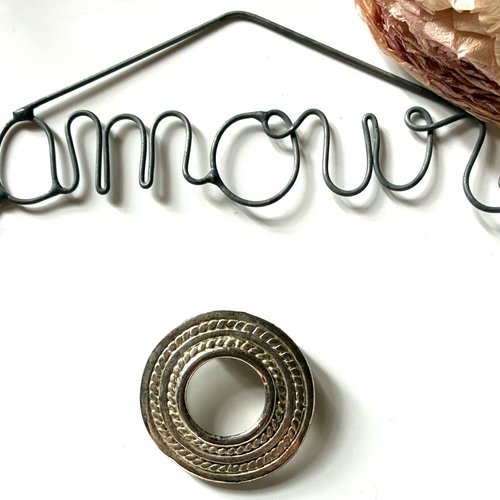 Grande boucle ronde foulard 33mm métal argenté