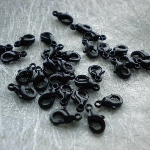 10 fermoirs mousquetons métal noir 10 mm