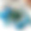 Lot de perles en verre et époxy en bleu et turquoise x20