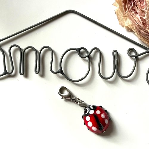 Perle en verre rouge et noir coccinelle fermoir mousqueton
