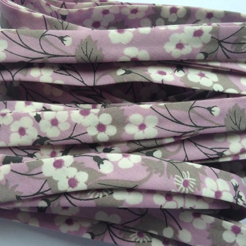 Biais liberty en 1 cm plié mitsi parme x30 cm