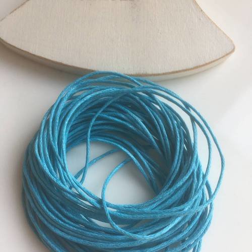 1m de cordon rond coton ciré bleu épaisseur 0,5mm 