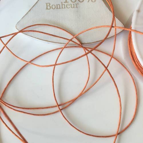 1m de cordon rond coton ciré orange épaisseur 0,5mm 