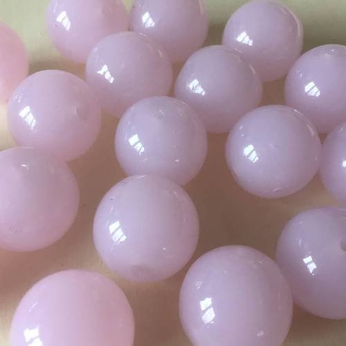 Lot de deux perles rondes en verre rose percées 17mm 