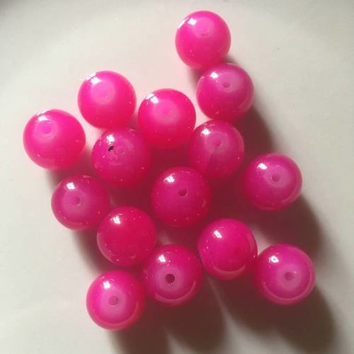 Lot de 5 perles rondes en agate fuchsia perle semi-précieuse 11mm 
