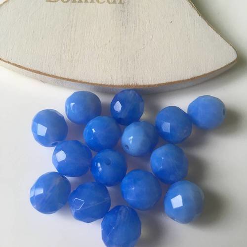 5 perles en cristal rondes facettées en bleu lavande 10mm 