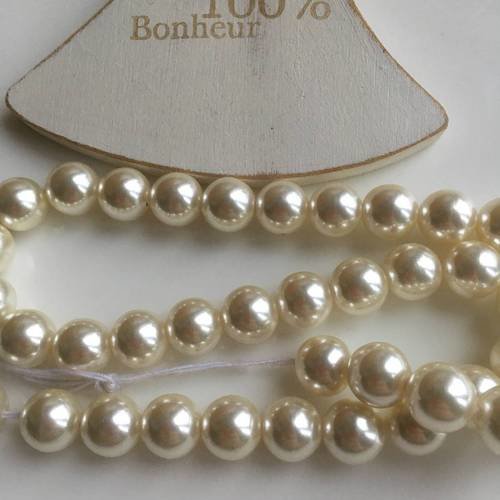 Perles nacrées en blanc percées 10 mm lot de 5 exemplaires 