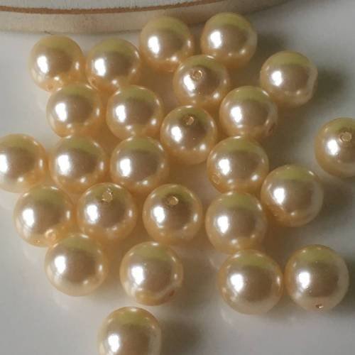 Perles nacrées rondes en écru x5 