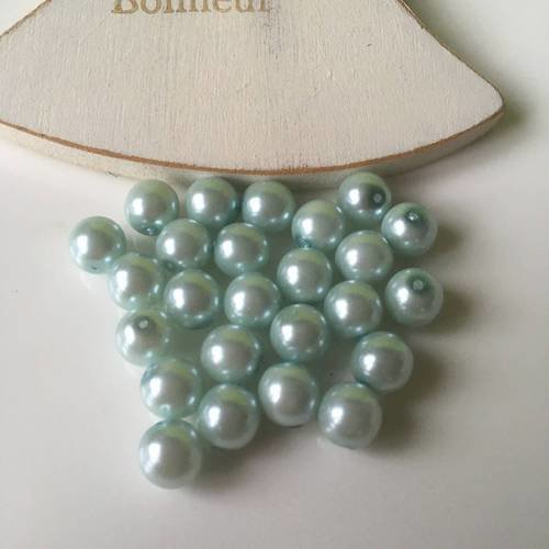 Perles nacrées rondes en bleu pâle percées lot de 5 exemplaires 