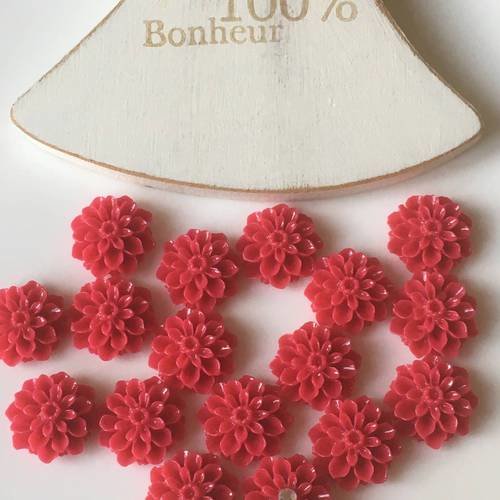 Duo de cabochons fleurs en rouge 23 mm 