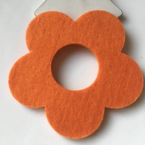 Grande fleur en feutrine orange  pour décorer ou customiser x1 exemplaire 