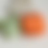 Duo de rubans satin vert pâle et orange 40mm de large 