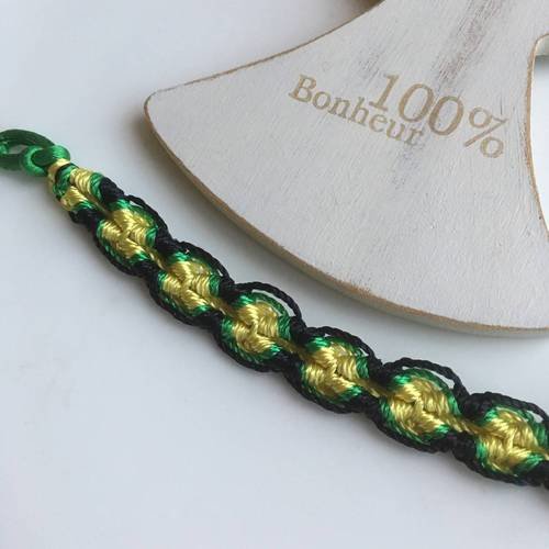 Bracelet cordons satin tressé à customiser en noir, jaune, vert 