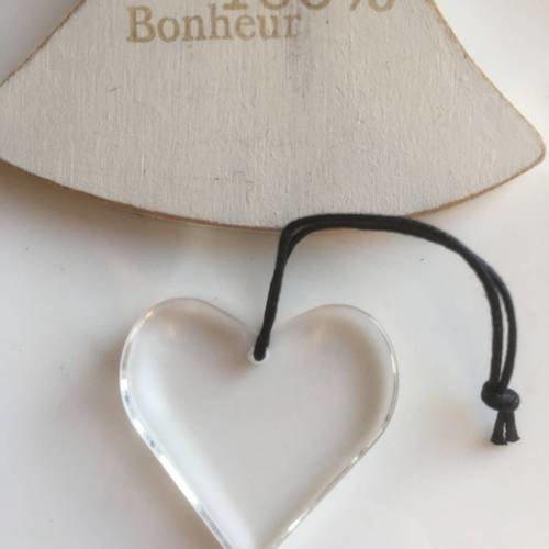 Pendentif perle en verre coeur transparent x 1