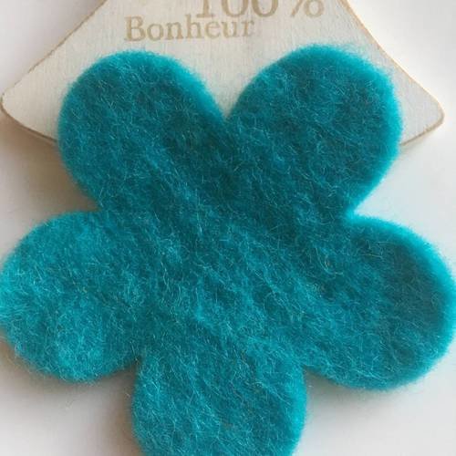 Fleur en laine bouillie légère bleue x1 exemplaire 
