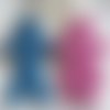 Duo de fille et garçon en feutrine rose et bleu pour décorer ou customiser x1 