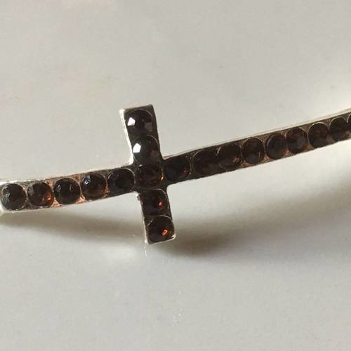 Croix incurvée spécial bracelet cabochons cristal marron x1 exemplaire 