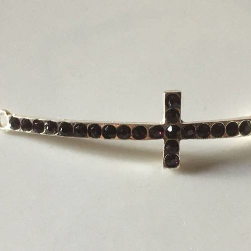 Croix incurvée spécial bracelet cabochons cristal violet x1 exemplaire 