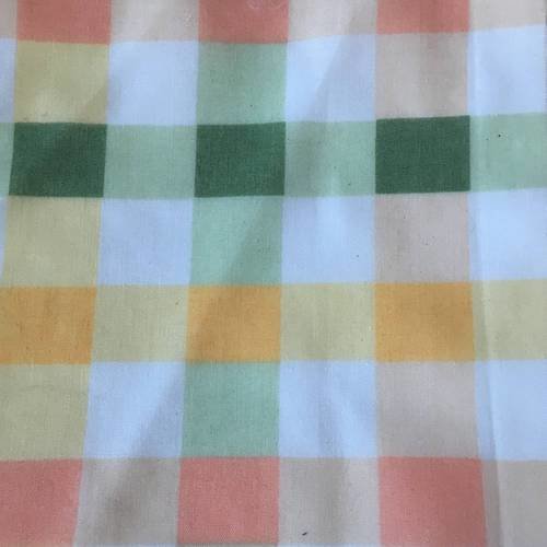 Coupon de tissu 18cmx18cm carreaux jaune vert orange