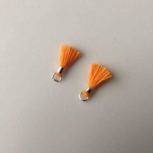 Lot de 2 breloques mini pompons coton orange clair 1cm 