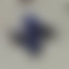 Lot de 2 breloques mini pompons coton gris-bleu anneau argenté 1cm 
