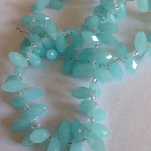 Lot de 10 perles gouttes facettées en cristal turquoise clair 