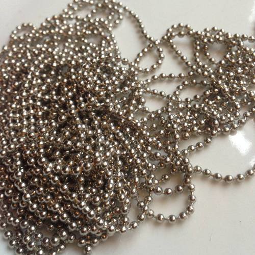 Chaîne à billes 2mm en métal argenté x1m
