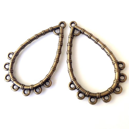 Duo de pendentifs boucles d'oreilles bronze 7 piquots