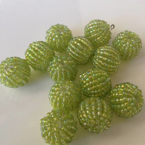 Perles tissées perles de rocaille vertes x4 