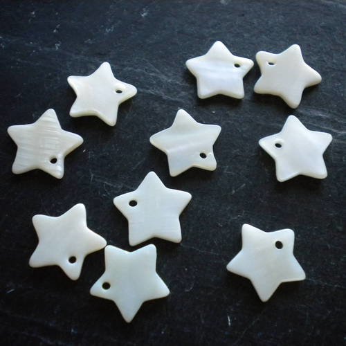Perles étoiles en nacre percées x10 exemplaires