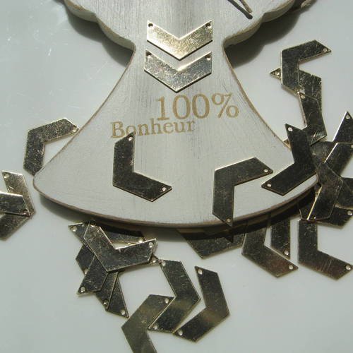 Pendentifs connecteurs chevron en métal doré x2 