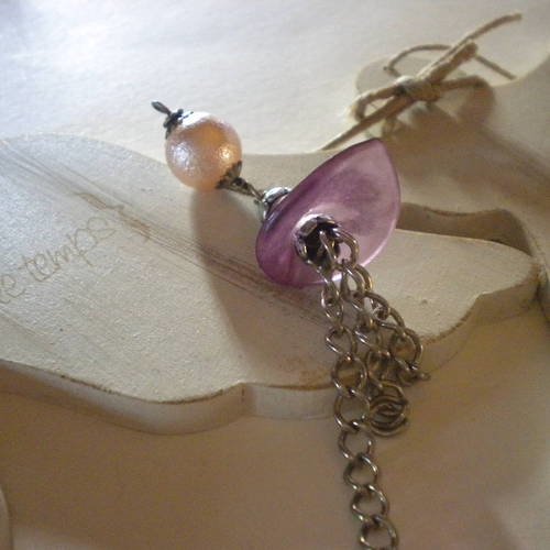 Pendentif perles en violet et rose - prêt à être monté 