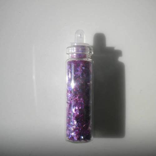 Fiole en verre 3cm avec des micro cristaux en violet 