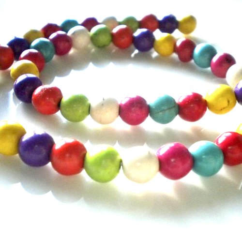 Lot spécial 50 perles rondes howlite multicolore