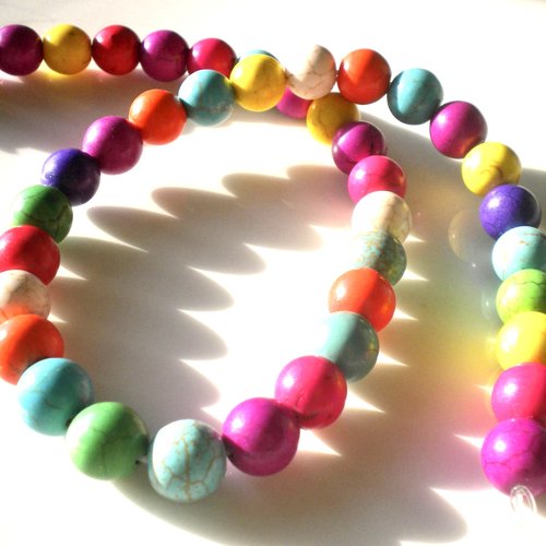 Lot spécial 42 perles rondes en howlite multicolore